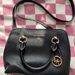 Michael Kors Black Satchel with Gold Hardware